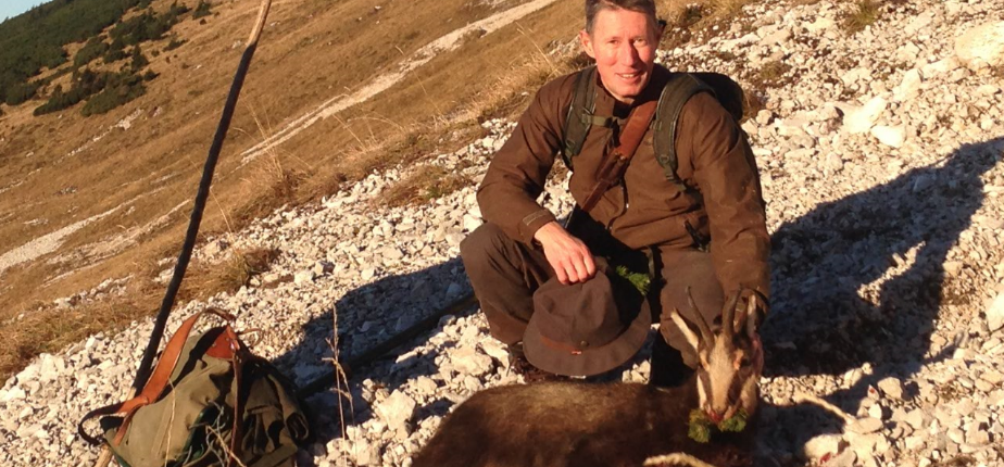 Chamois shot at an elevation of 1600m on the mountain peak that divides Slovenia & Austria. Shot at 320m with my 7x57R Stutzen using premium bullets